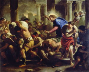 Jesus drives moneychangers out of the temple